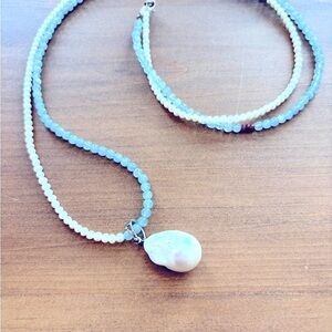 Aquamarine  and pearl necklace